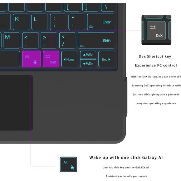AI Keyboard Case for Samsung Galaxy Tab S9+/S9 FE+ 12.4-inch with DEX & Backlit - Picture 5 of 8